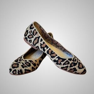 Skechers Women's Leopard Print Memory Foam Ballet Flats Slip On Shoes Size 7.5